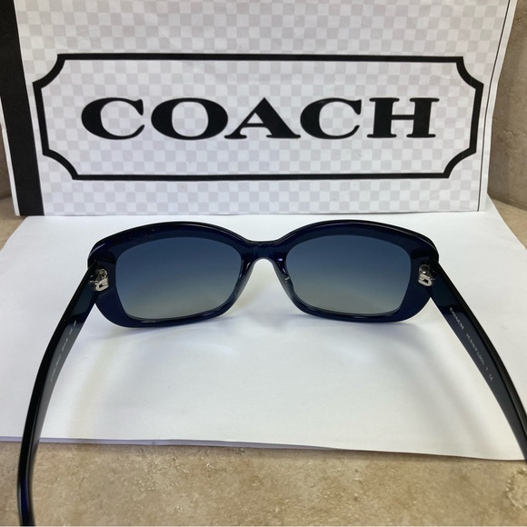 New Coach HC8161F L563 51104L Dark Navy Blue with Silver C’s Sunglasses. - Picture 9 of 12